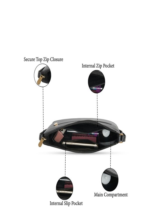 كابريس حقيبة كتف متوسطة الحجم من كابريس آش للنساء، مزودة بحزام قابل للتعديل لراحة الارتداء | إغلاق بسحاب | حقيبة يد متعددة الاستخدامات بسحاب خلفي للاستخدام اليومي والسفر والمناسبات الخاصة (أسود) - Image 4